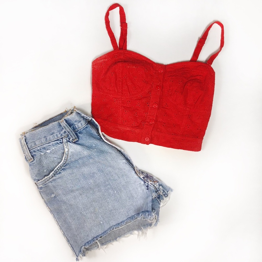 Eyelet Red Crop Top